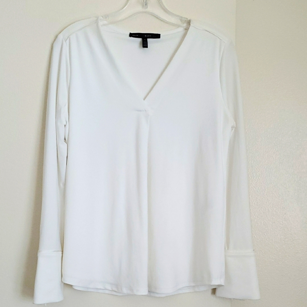 White House Black Market Blouse Full Sleeves Ecru size S